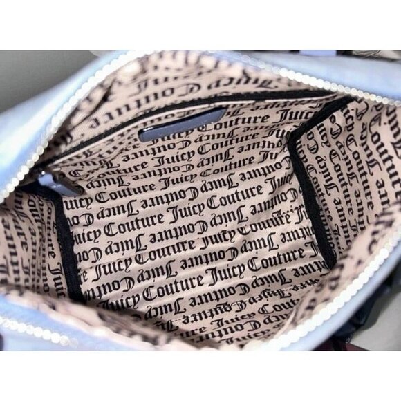 Juicy Couture Slate Blue Iridescent Crystal Logo Obsession Satchel Bag NWT - Picture 12 of 12
